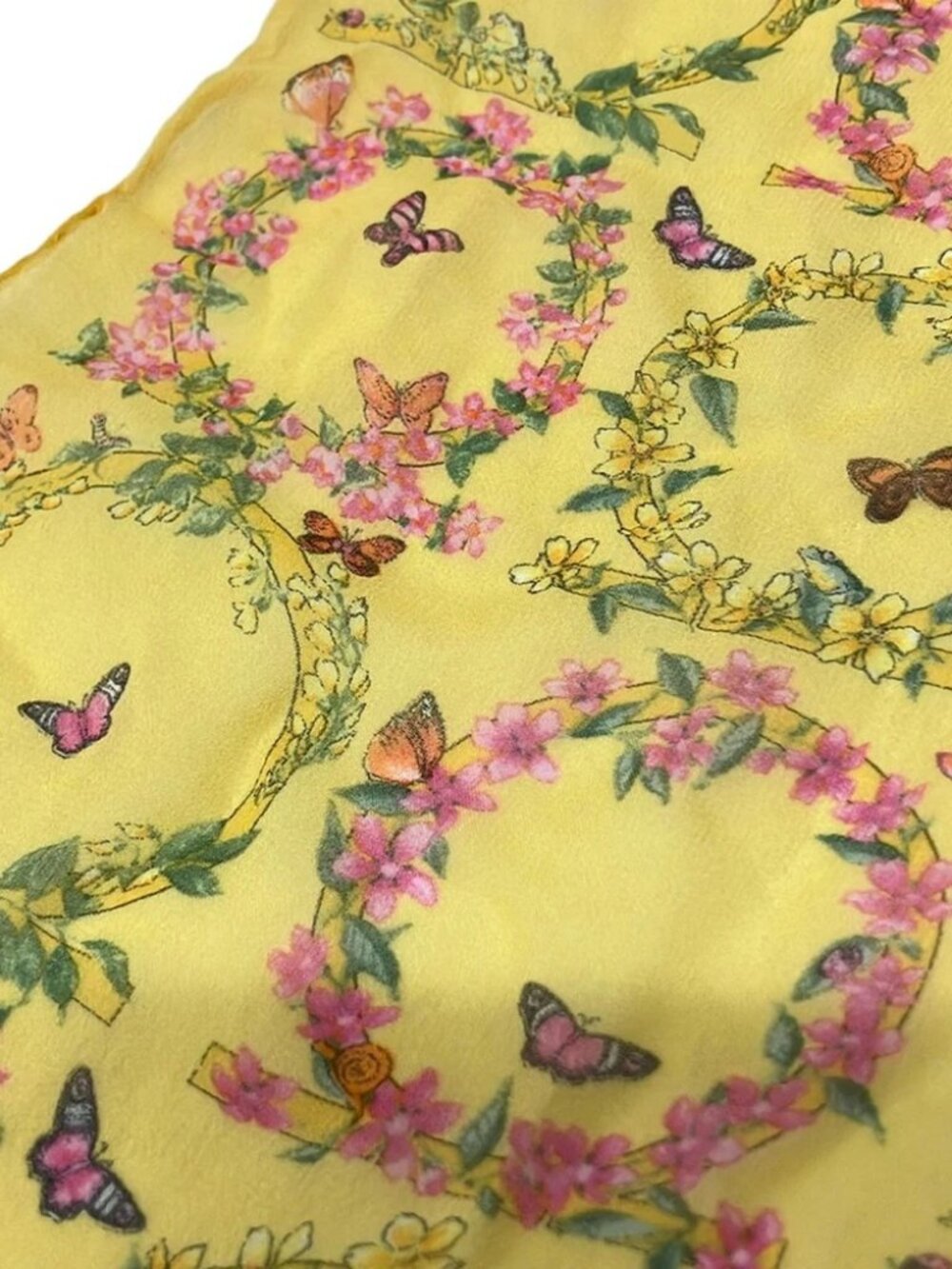 Salvatore Ferragamo - Yellow Pink Green Silk Scarf - Picture 4 of 6